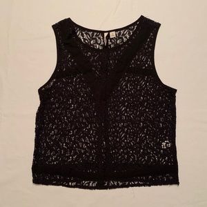 frenchi Sheer Lace Crop Tank Top XS